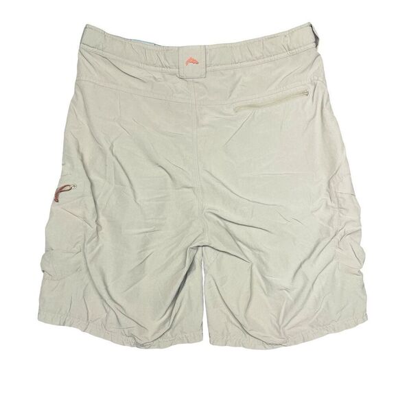 Simms Shorts Men's Size Large Beige Chino Guide Series Fly Fishing Cargo - Picture 2 of 14